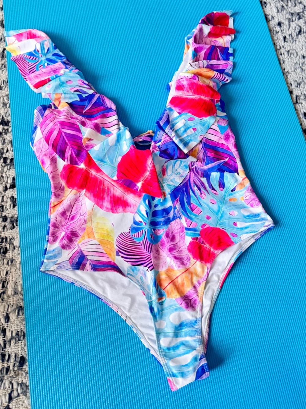 Tropical Ruffle-Trim One-Piece Swimsuit - Multicolor - Picture 3 of 11